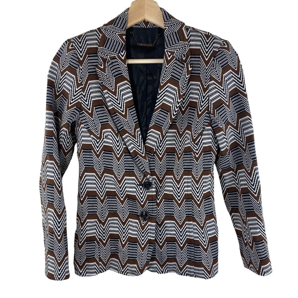Trina Turk Geometric Print Two Button Blazer